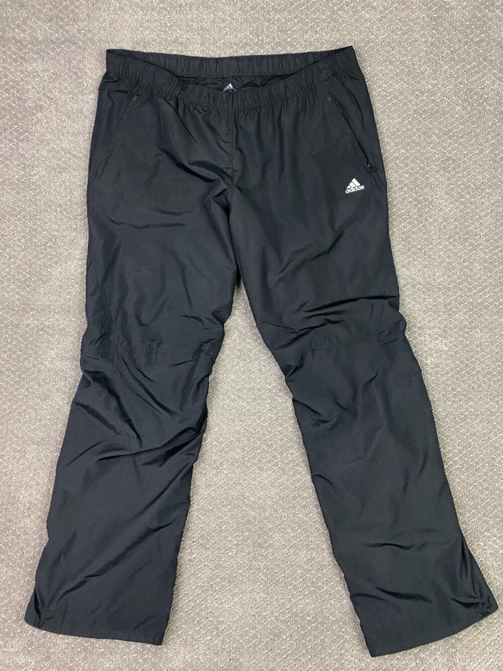 Adidas Woven Track Pants Womens Large Black Ankle Zip Zipper Drawstring 2012